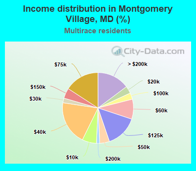 Income distribution in Montgomery Village, MD (%)