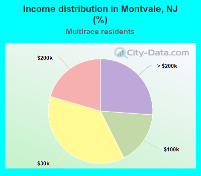 Income distribution in Montvale, NJ (%)