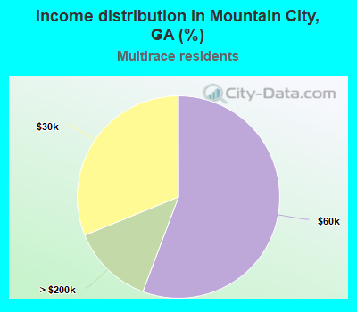 Income distribution in Mountain City, GA (%)