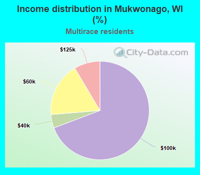 Income distribution in Mukwonago, WI (%)