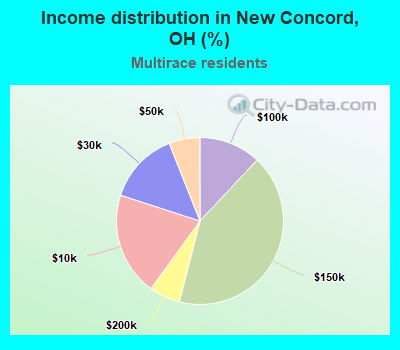 Income distribution in New Concord, OH (%)