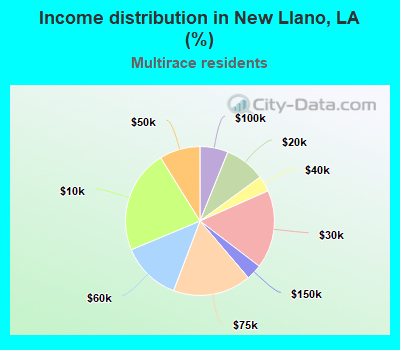 Income distribution in New Llano, LA (%)