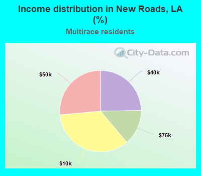 Income distribution in New Roads, LA (%)