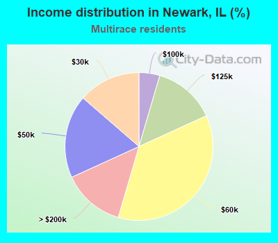 Income distribution in Newark, IL (%)