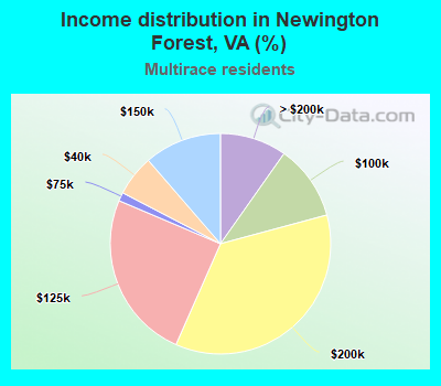 Income distribution in Newington Forest, VA (%)