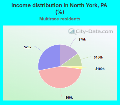 Income distribution in North York, PA (%)