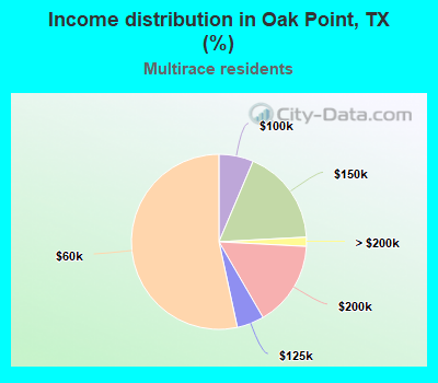 Income distribution in Oak Point, TX (%)