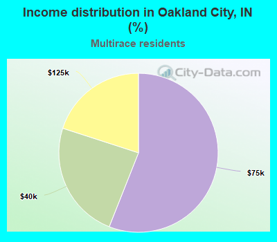 Income distribution in Oakland City, IN (%)