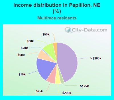 Income distribution in Papillion, NE (%)