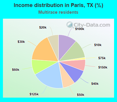 Income distribution in Paris, TX (%)