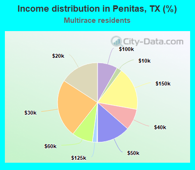 Income distribution in Penitas, TX (%)