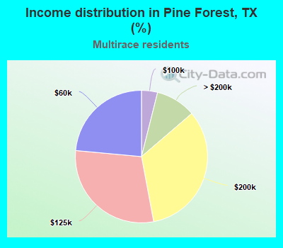 Income distribution in Pine Forest, TX (%)