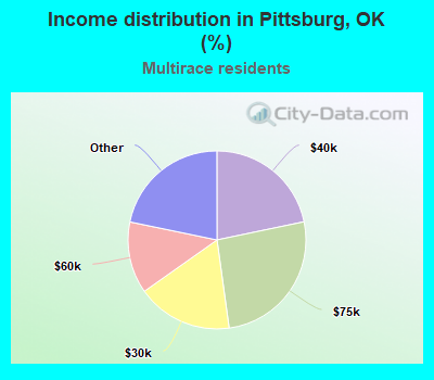 Income distribution in Pittsburg, OK (%)