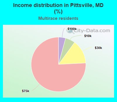 Income distribution in Pittsville, MD (%)