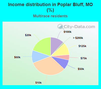 Income distribution in Poplar Bluff, MO (%)