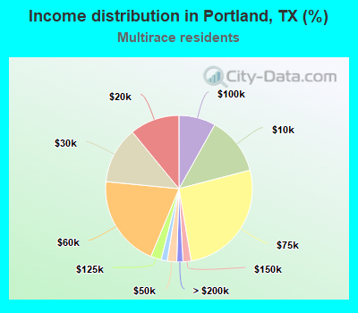 Income distribution in Portland, TX (%)