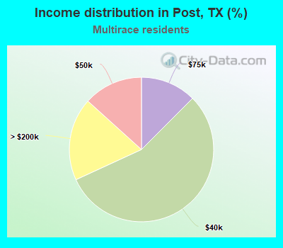 Income distribution in Post, TX (%)