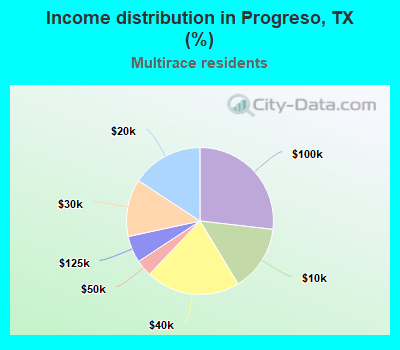 Income distribution in Progreso, TX (%)