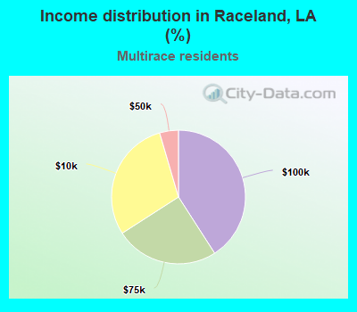 Income distribution in Raceland, LA (%)