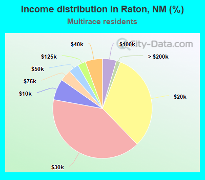 Income distribution in Raton, NM (%)