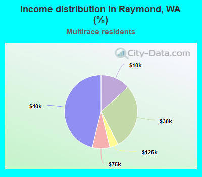 Income distribution in Raymond, WA (%)