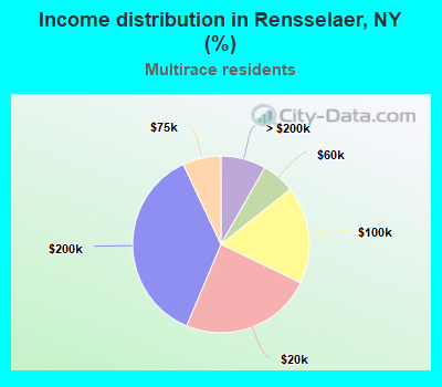 Income distribution in Rensselaer, NY (%)