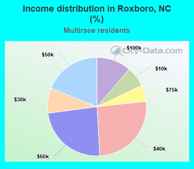 Income distribution in Roxboro, NC (%)