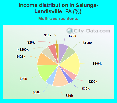 Income distribution in Salunga-Landisville, PA (%)