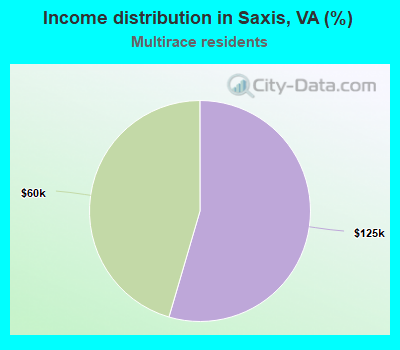 Income distribution in Saxis, VA (%)
