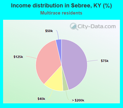 Income distribution in Sebree, KY (%)
