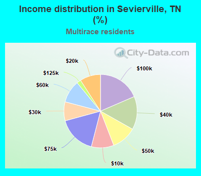 Income distribution in Sevierville, TN (%)