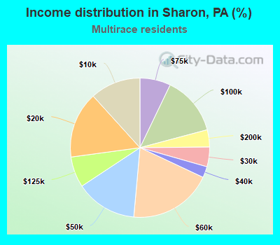 Income distribution in Sharon, PA (%)