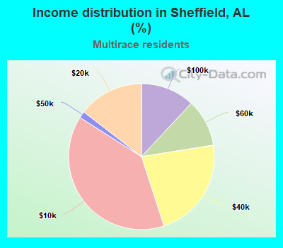 Income distribution in Sheffield, AL (%)