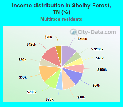 Income distribution in Shelby Forest, TN (%)