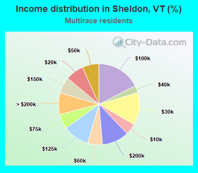 Income distribution in Sheldon, VT (%)
