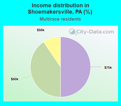 Income distribution in Shoemakersville, PA (%)