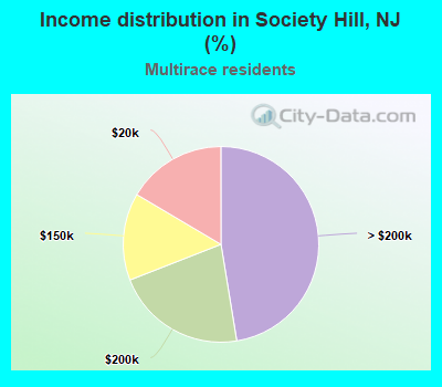 Income distribution in Society Hill, NJ (%)