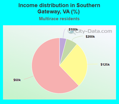 Income distribution in Southern Gateway, VA (%)