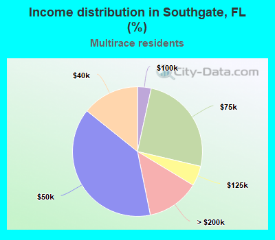 Income distribution in Southgate, FL (%)