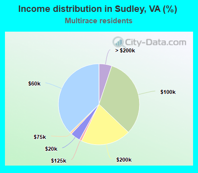 Income distribution in Sudley, VA (%)