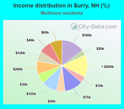 Income distribution in Surry, NH (%)
