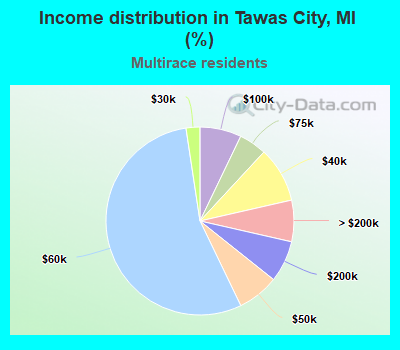 Income distribution in Tawas City, MI (%)
