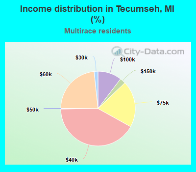 Income distribution in Tecumseh, MI (%)