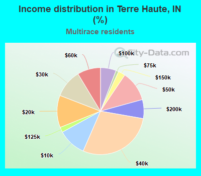 Income distribution in Terre Haute, IN (%)