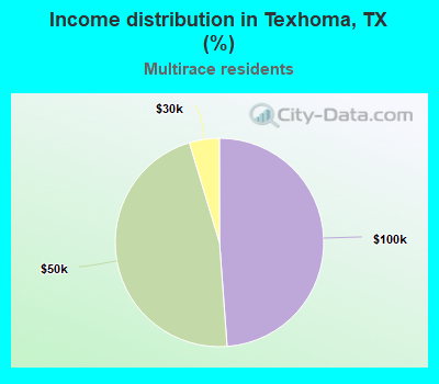 Income distribution in Texhoma, TX (%)