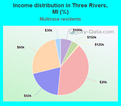 Income distribution in Three Rivers, MI (%)