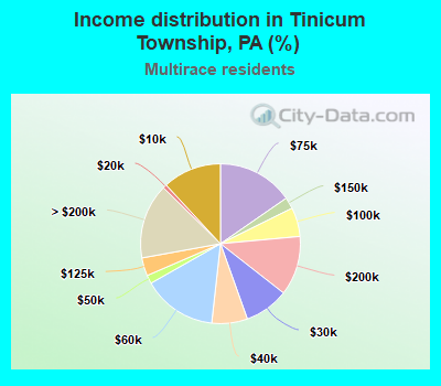 Income distribution in Tinicum Township, PA (%)