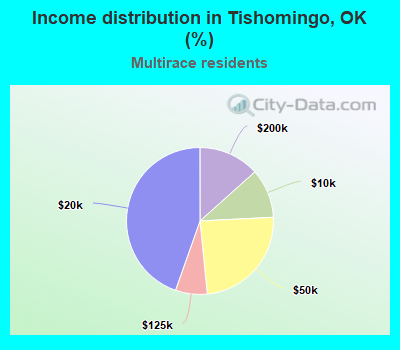 Income distribution in Tishomingo, OK (%)