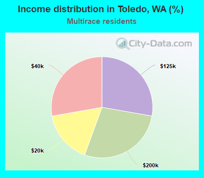 Income distribution in Toledo, WA (%)