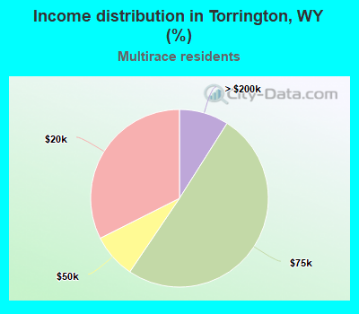 Income distribution in Torrington, WY (%)